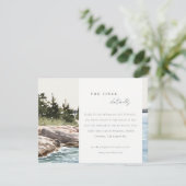 Rocky Pine Mountain Seascape Bruiloft Details Informatiekaartje (Staand voorkant)