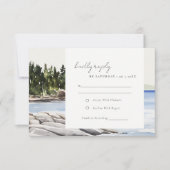 Rocky Pine Mountain Seascape Waterverf Bruiloft RSVP Kaartje (Voorkant)
