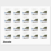 Rocky Pine Mountain Waterverf Zeegezicht Adres Vierkante Sticker (Vel)