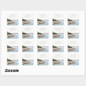 Rocky Pine Mountain Waterverf Zeegezicht Adres Vierkante Sticker (Vel)