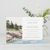 Rocky Pine Mountain Zeelandschap Weekend Feest Kaart (Staand voorkant)