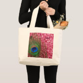 Rocky Pink Peacock Feather Grote Tote Bag (Voorkant (product))