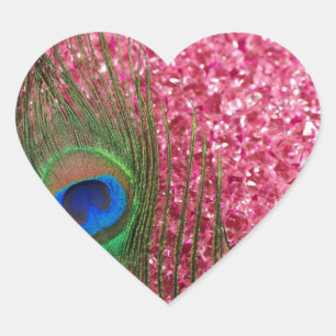 Rocky Pink Peacock Feather Hart Sticker