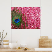 Rocky Pink Peacock Feather Poster (Keuken)