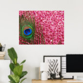 Rocky Pink Peacock Feather Poster (Thuiskantoor)