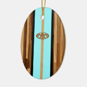 Rocky Point Hawaiian Engineered FauxWood Surfboard Keramisch Ornament (Links)