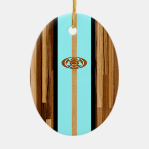 Rocky Point Hawaiian Engineered FauxWood Surfboard Keramisch Ornament