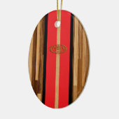 Rocky Point Hawaiian Engineered FauxWood Surfboard Keramisch Ornament (Links)
