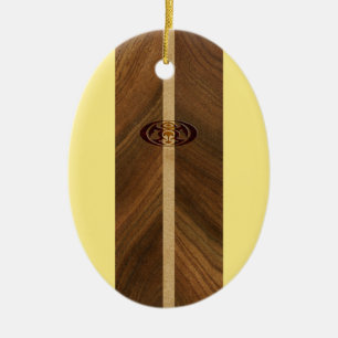 Rocky Point Hawaiian Faux Wood Surfboard Keramisch Ornament