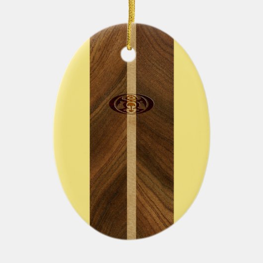 Rocky Point Hawaiian Faux Wood Surfboard Keramisch Ornament (Voorkant)