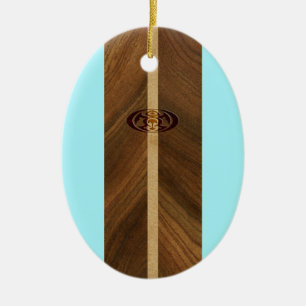 Rocky Point Hawaiian Faux Wood Surfboard Keramisch Ornament