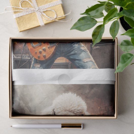 Rocky Poodle speelt gitaar bij concert - Tissuepapier (Geschenk)