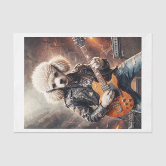 Rocky Poodle speelt gitaar bij concert - Tissuepapier (Voorkant)