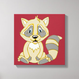 Rocky Raccoon 12 x 12 Canvas Afdruk