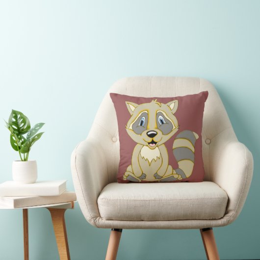 Rocky Raccoon Square Pillow Kussen (Stoel)