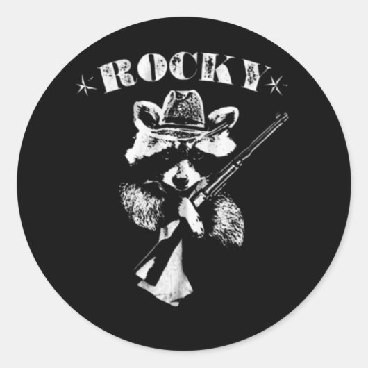 Rocky Racoon Ronde Sticker (Voorkant)