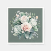Rocky River Deep Green Blush Pink Roses Shower Servet (Voorkant)