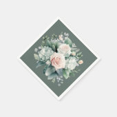 Rocky River Deep Green Blush Pink Roses Shower Servet (Hoek)