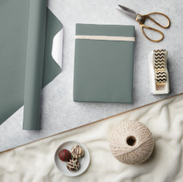 Rocky River Diep Groen Effen Kleur Cadeaupapier