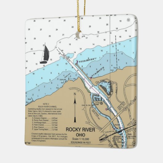 Rocky River Ohio Nautical Chart Keramisch Ornament (Links)