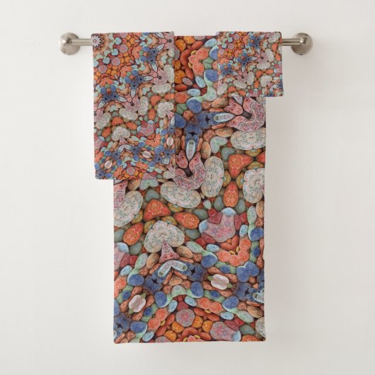 Rocky Roads Rustic Oranje  Kaleidoscoop Bad Handdoek (Insitu)