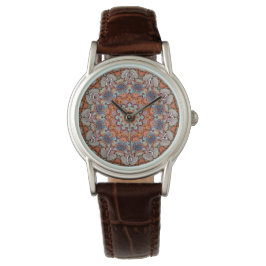 Rocky Roads Rustic Oranje Kaleidoscoop Horloge