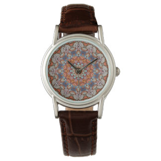 Rocky Roads Rustic Oranje Kaleidoscoop Horloge