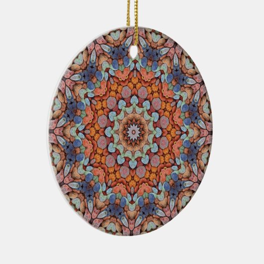 Rocky Roads Rustic Oranje  Kaleidoscoop Keramisch Ornament (Rechts)