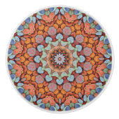 Rocky Roads Rustic Oranje  Kaleidoscoop Keramische Knop (Voorkant)
