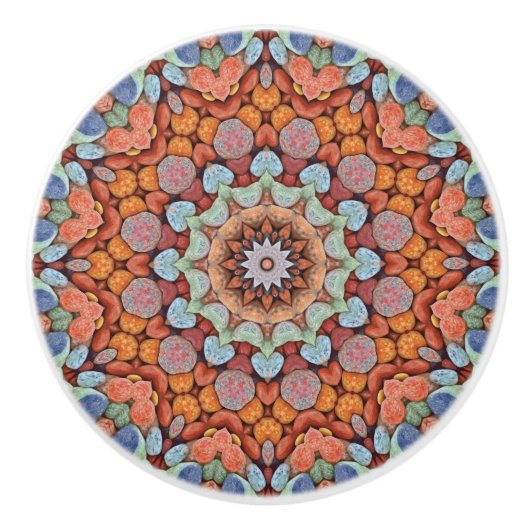 Rocky Roads Rustic Oranje  Kaleidoscoop Keramische Knop (Voorkant)