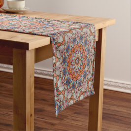 Rocky Roads Rustic Oranje  Kaleidoscoop Korte Tafelloper