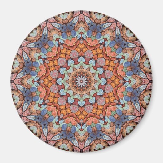 Rocky Roads Rustic Oranje Kaleidoscoop Magneet (Voorkant)