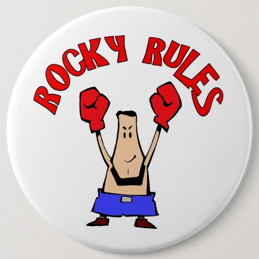 Rocky Rules, Boxer Ronde Button 6,0 Cm (Voorkant)