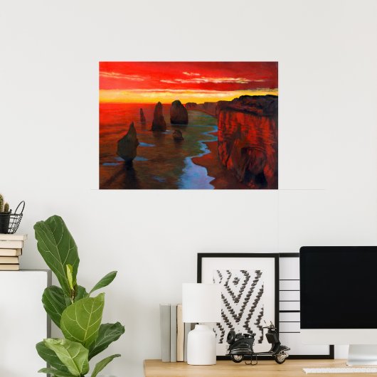 Rocky Seashore op Sunset Poster (Thuiskantoor)