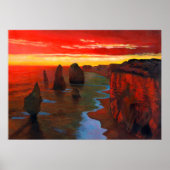 Rocky Seashore op Sunset Poster (Voorkant)
