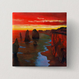 Rocky Seashore op Sunset Vierkante Button 5,1 Cm
