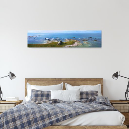 Rocky Shore Kaikoura, NZ Canvas Afdruk (Insitu (Slaapkamer))
