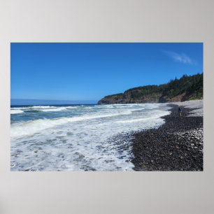 Rocky shore oceaan golven kunst poster