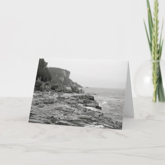 Rocky Shoreline Black and White Photo Note Card Bedankkaart (Voorkant)