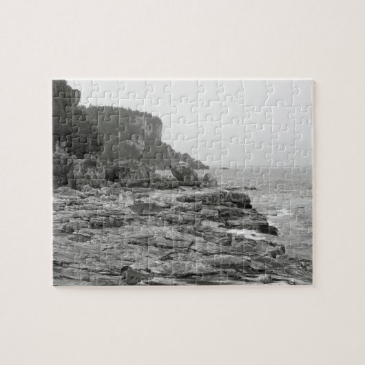 Rocky Shoreline Black en White Photo Puzzle Legpuzzel (Horizontaal)
