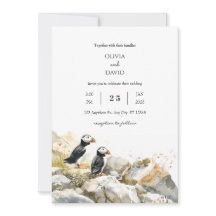 Rocky Shoreline met Puffins Paar Strand Bruiloft