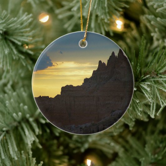 Rocky Silhouette, nationaal park Badlands, Sunset Keramisch Ornament (Boom)