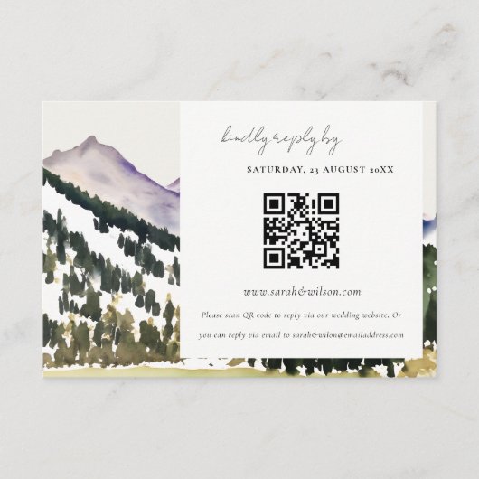 Rocky Snow Mountain Landscape Weddenschap QR Code  Informatiekaartje (Voorkant)