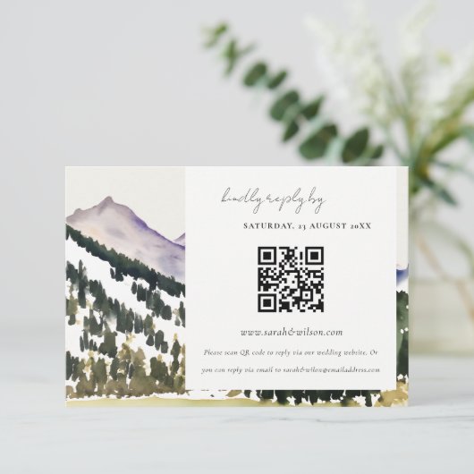 Rocky Snow Mountain Landscape Weddenschap QR Code Informatiekaartje (Staand voorkant)