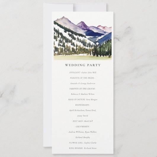Rocky Snow Mountain Landscape Wedding Programme Kaart (Achterkant)