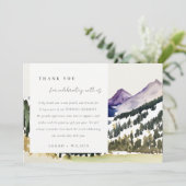 Rocky Snow Mountain Waterverf Landscape Wedding Bedankkaart (Staand voorkant)