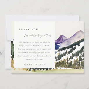 Rocky Snow Mountain Waterverf Landscape Wedding Bedankkaart