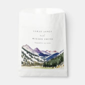 Rocky Snow Mountain Waterverf Landscape Wedding Bedankzakje (Voorkant)