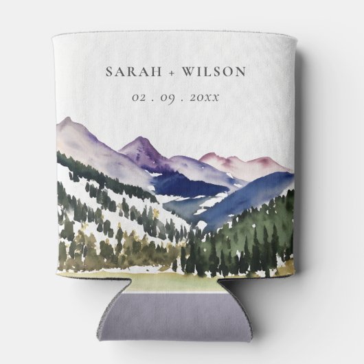 Rocky Snow Mountain Waterverf Landscape Wedding Blikjeskoeler (Achterkant)