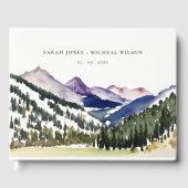 Rocky Snow Mountain Waterverf Landscape Wedding Gastenboek (Voorkant)